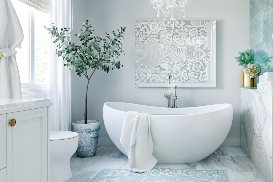 Łazienka z meblami na wymiar, nowoczesny wystrój z eleganckimi detalami.